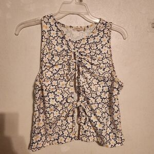 Heart & Hips Daisy Front Open Ties Sleeveless Top NWT